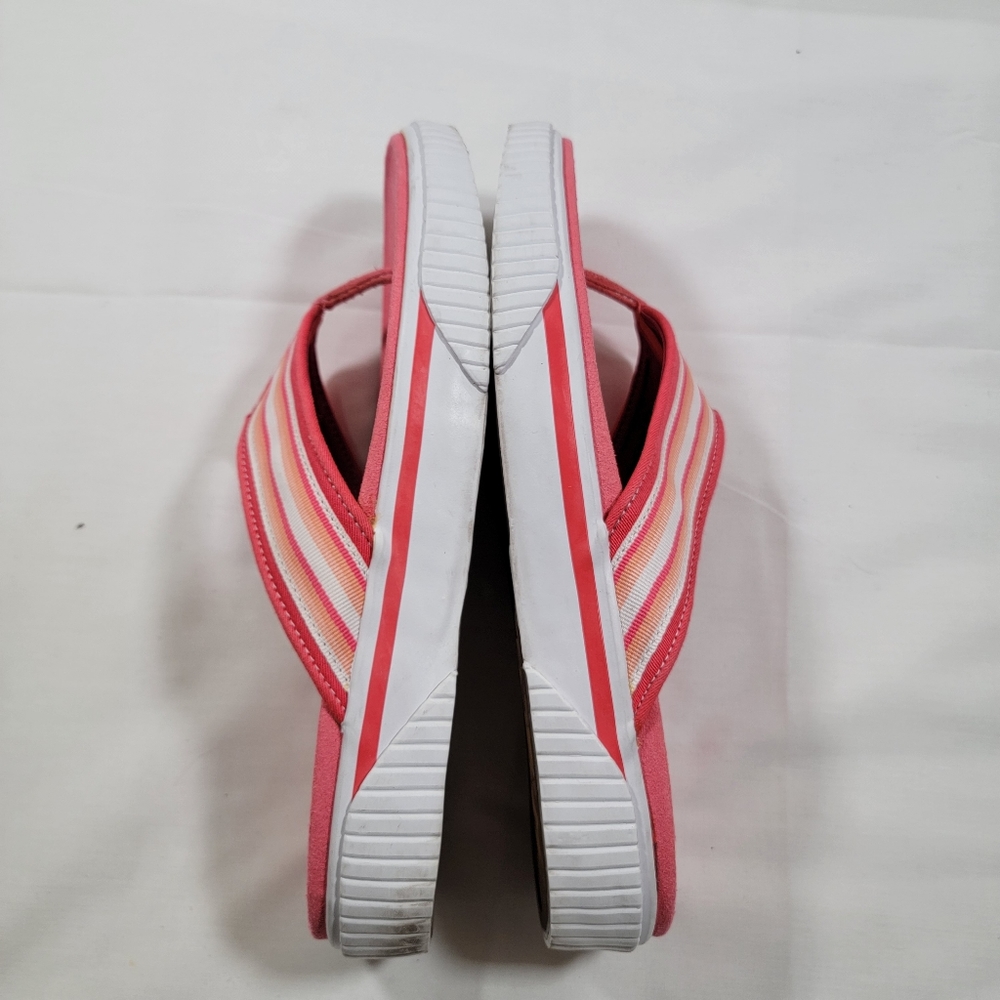Clarkers Rubber Sole Y2K Pink And White Flip Flop Canvas Sandals Size 10 - Picture 4 of 7